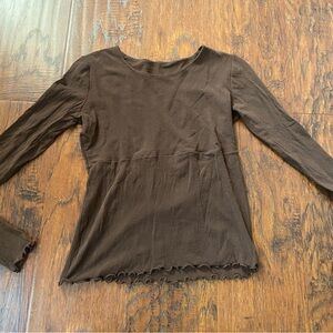 Vintage hanky panky brown long sleeve mesh top.